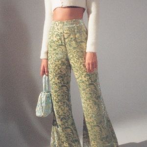 UO London Burnout Green Paisley Flare Pants